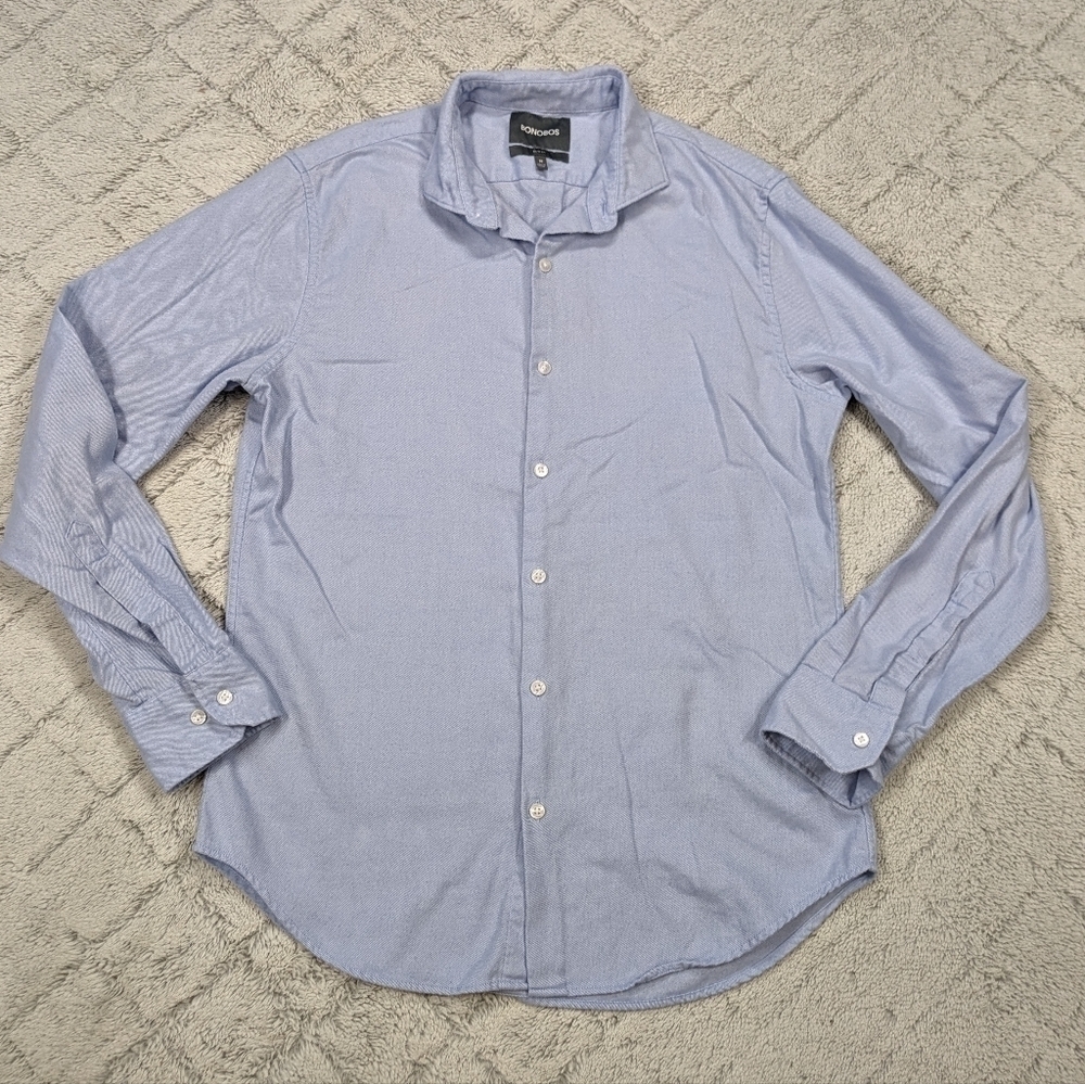 Bonobos Shirt Men's Medium Blue Chambray Slim Fit Cotton Twill Button Up